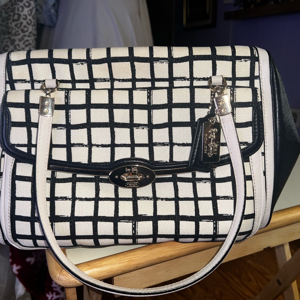 Coach Black and White Checkered Women's Bag